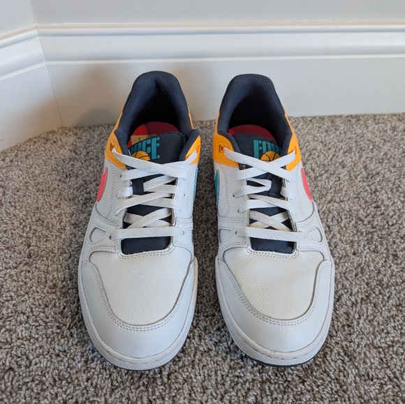 Nike Full Force Low Leather Sneakers - White, Pink, Blue 90s Neon sz 9 - Picture 2 of 8